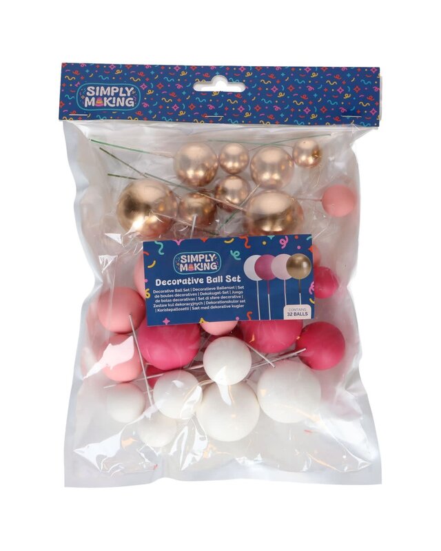 Simply Making Simply Making Decorative Ball Set Hot Pink Ombre & Gold pk/32