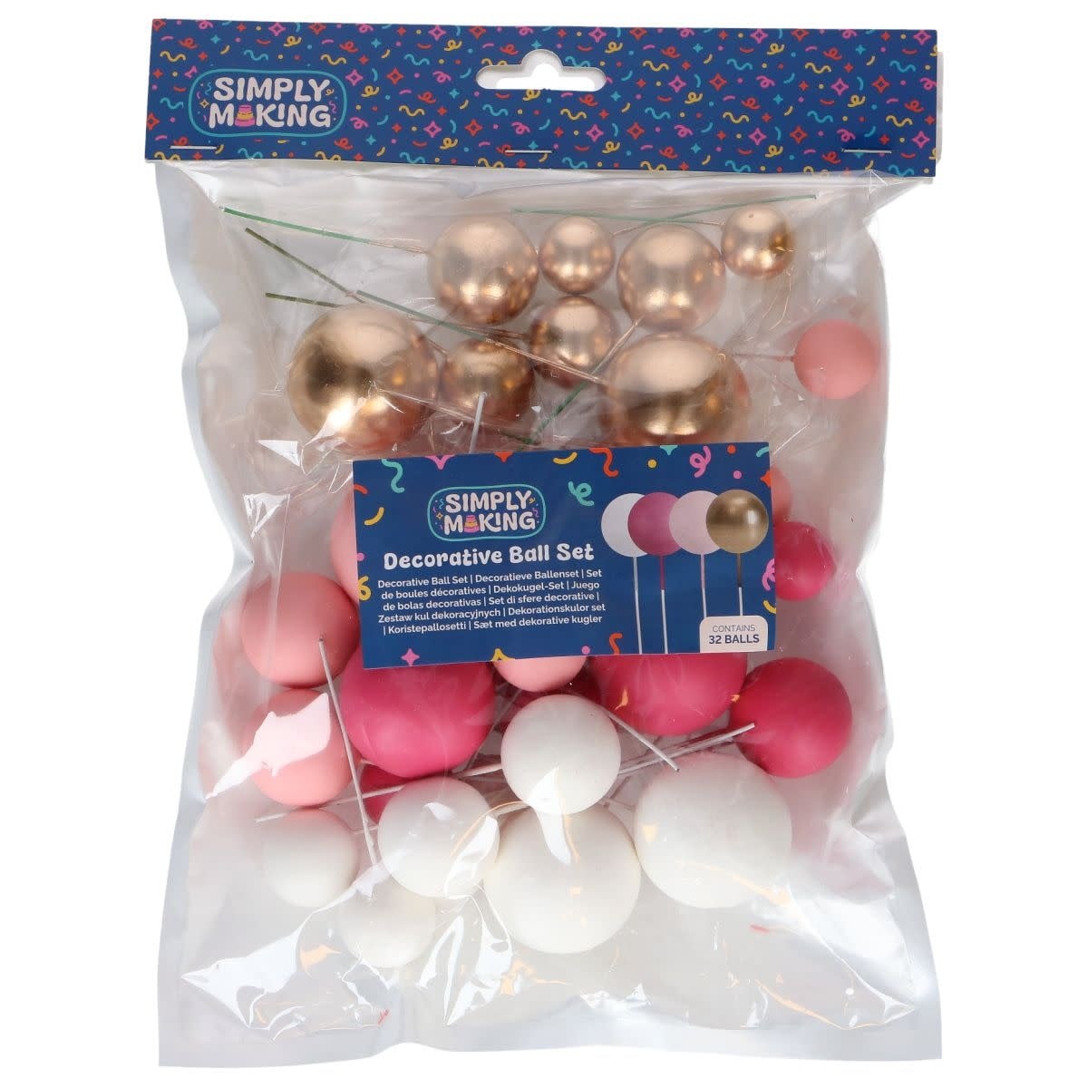 Simply Making Simply Making Decorative Ball Set Hot Pink Ombre & Gold pk/32