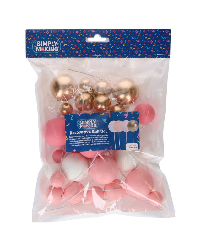 Simply Making Decoratieve Ballenset Pastel Roze ombre & Goud pk/32