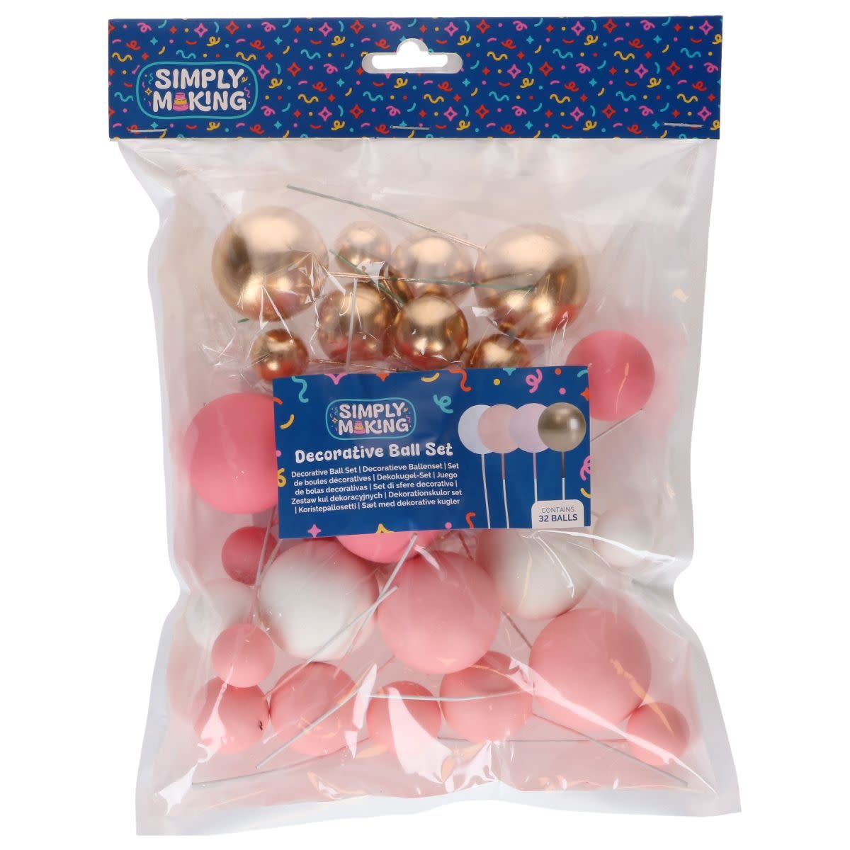 Simply Making Decoratieve Ballenset Pastel Roze ombre & Goud pk/32