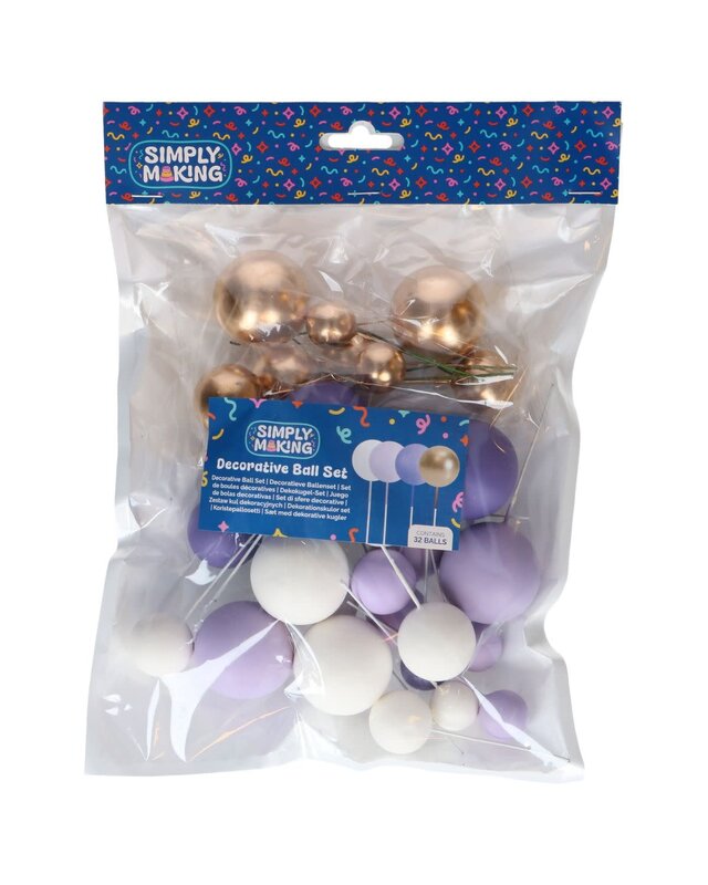 Simply Making Decoratieve Ballenset paars ombre & Goud pk/32