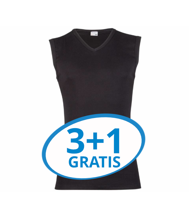 Beeren Heren Hemd V-Hals Zwart Voordeelpack A