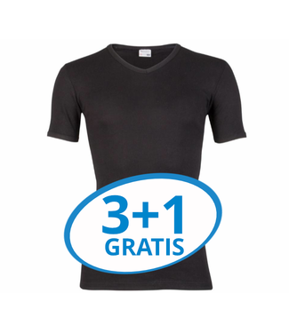 Beeren Heren T-Shirt V-Hals M3000 Zwart voordeelpack A