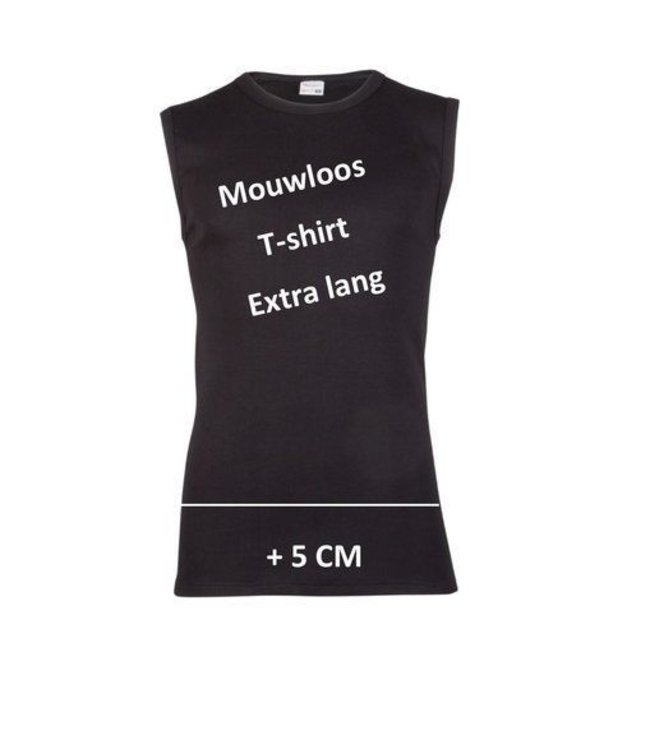 Beeren Heren Extra Lang Mouwloos Shirt Zwart Voordeelpack A