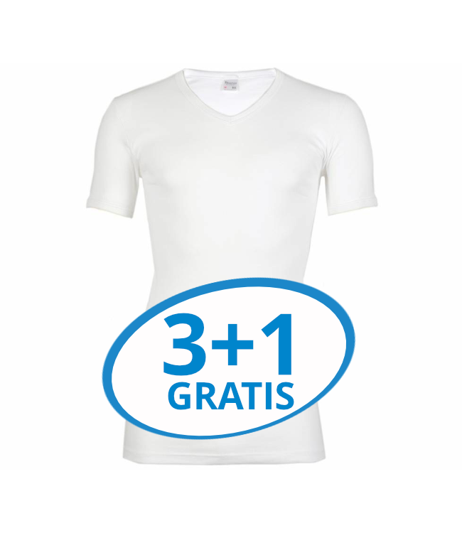 Beeren Heren T-Shirt V-Hals M3000 Wit voordeelpack A