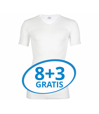 Beeren Heren V-Hals T-Shirt Extra Lang M3000 Wit voordeelpack C