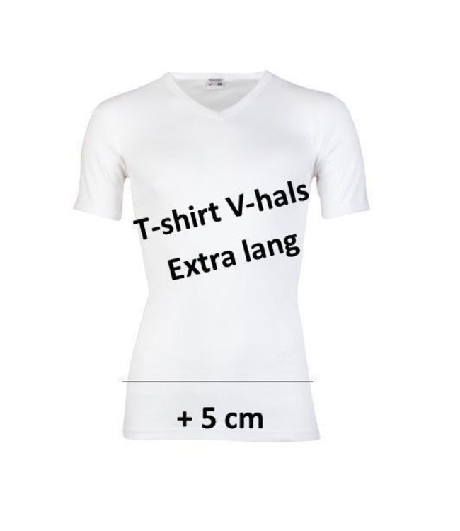 Beeren Heren V-Hals T-Shirt Extra Lang M3000 Wit voordeelpack C