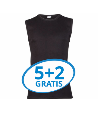 Beeren Heren Extra Lang Mouwloos Shirt Zwart Voordeelpack B