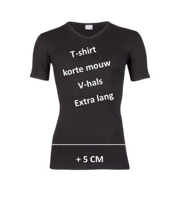 Beeren Heren V-Hals T-Shirt Extra Lang M3000 Zwart voordeelpack B