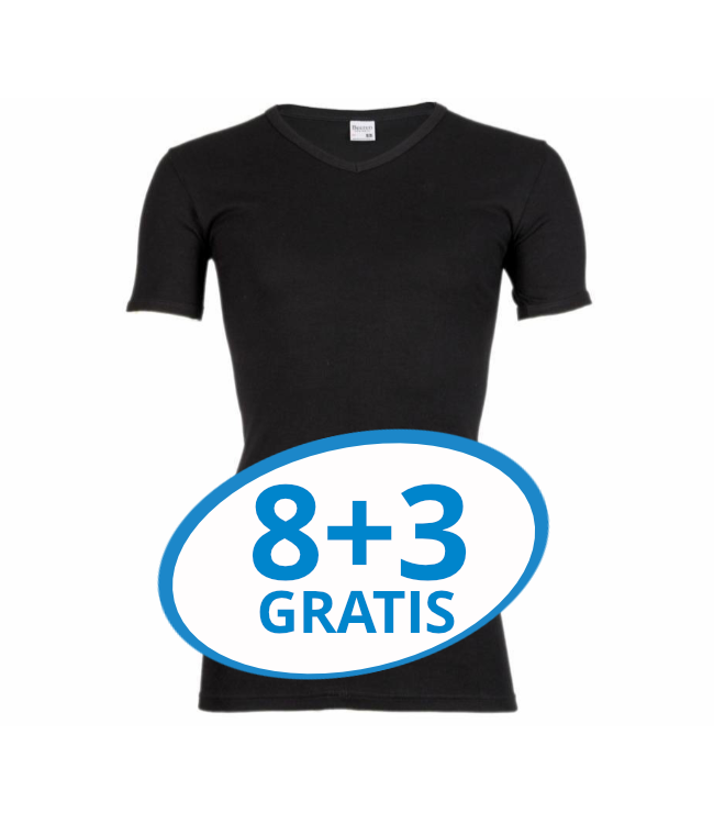 marmeren Augment Reusachtig Beeren Heren V-Hals T-Shirt Extra Lang M3000 Zwart voordeelpack C
