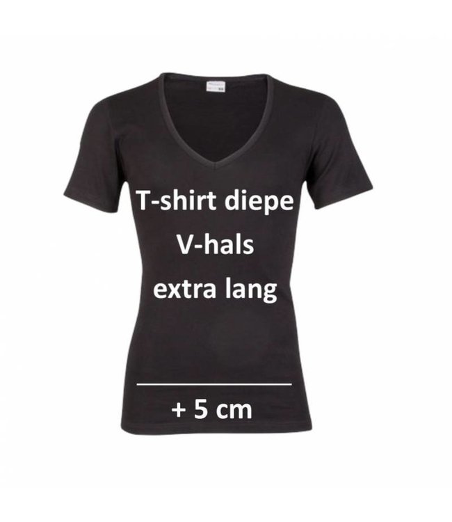 Beeren Heren Diepe V-Hals T-Shirt Extra Lang M3000 Zwart  voordeelpack A