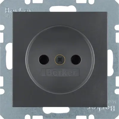 Berker wandcontactdoos zonder randaarde kindveilig S1/B3/B7 antraciet mat (6167331606)