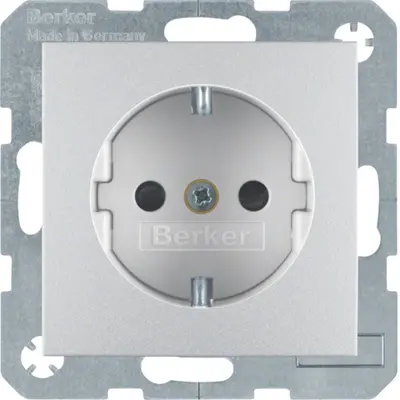 Berker wandcontactdoos randaarde kindveilig S1/B3/B7 aluminium mat (47231404)