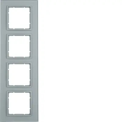 Berker afdekraam 4-voudig B7 aluminium glas/aluminium mat (10146414)
