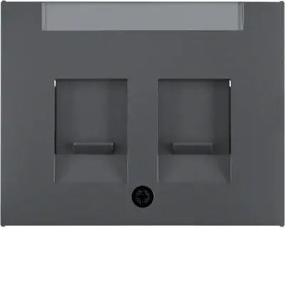 Berker centraalplaat modular jack 2-voudig K1 antraciet (11827006)