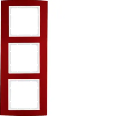 Berker afdekraam 3-voudig B3 rood aluminium/wit mat (10133022)