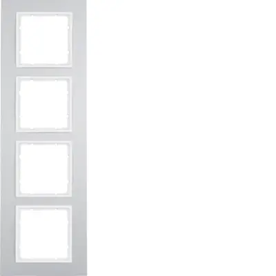 Berker afdekraam 4-voudig B7 aluminium/wit mat (10146914)