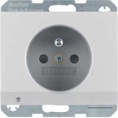 Berker wandcontactdoos penaarde kindveilig LED-orientatielicht K5 aluminium (6765107003)