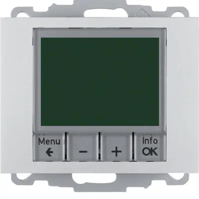Berker thermostaat met display en maakcontact K5 aluminium (20447103)