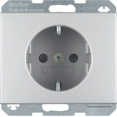 Berker wandcontactdoos randaarde kindveilig K5 aluminium (47357003)