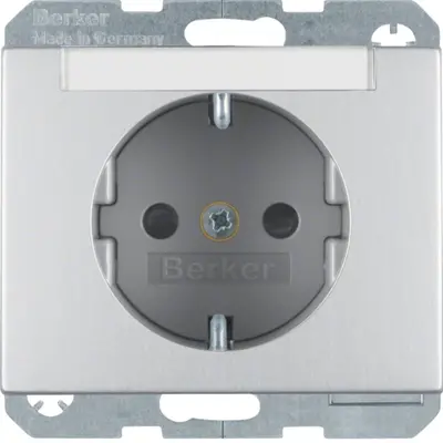 Berker wandcontactdoos randaarde kindveilig tekstveld K5 aluminium (47387003)