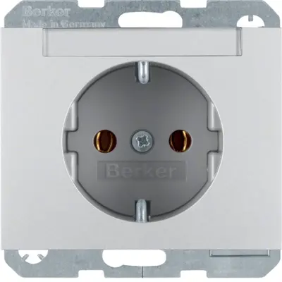 Berker wandcontactdoos randaarde tekstveld K5 aluminium (47397003)