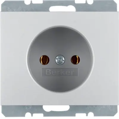 Berker wandcontactdoos zonder randaarde K5 aluminium (6167157003)