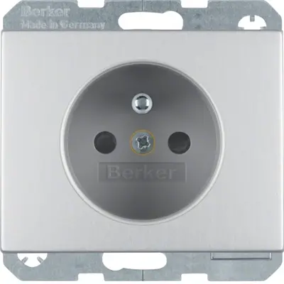 Berker wandcontactdoos penaarde kindveilig K5 aluminium (6765757003)