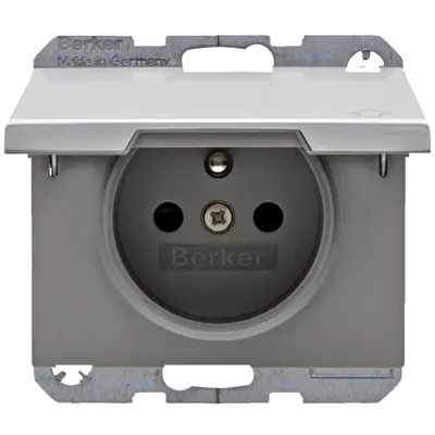 Berker wandcontactdoos penaarde kindveilig klapdeksel K5 aluminium (6768777103)