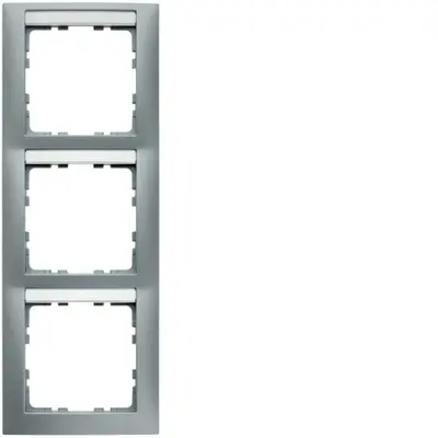 Berker afdekraam 3-voudig verticaal met tekstveld S1 aluminium mat (10139959)