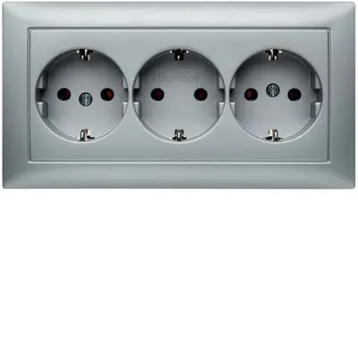 Berker wandcontactdoos 3-voudig randaarde compleet voor wandgoot S1 aluminium mat (47661939)