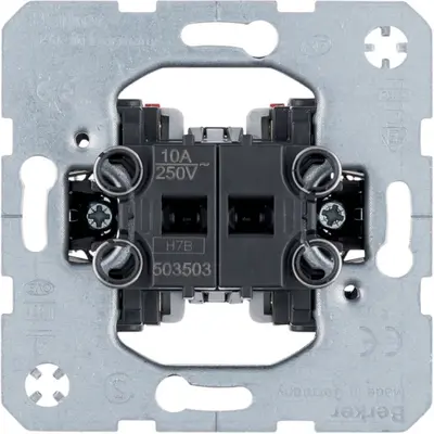 Berker serie pulsdrukker 2x maakcontact 2x ingang 10A met spreidklemmen (503503)