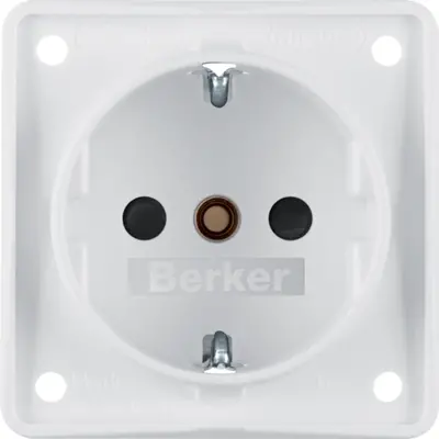 Berker Integro Flow wandcontactdoos randaarde kindveilig schroefklemmen wit mat (941952502)