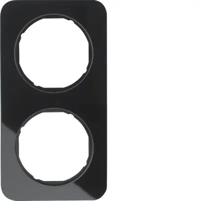 Berker afdekraam 2-voudig R1 zwart glas (10122116)