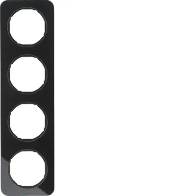 Berker afdekraam 4-voudig R1 zwart glas (10142116)