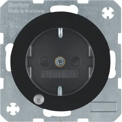 Berker wandcontactdoos controle-LED R1/R3/R8 zwart (41102045)