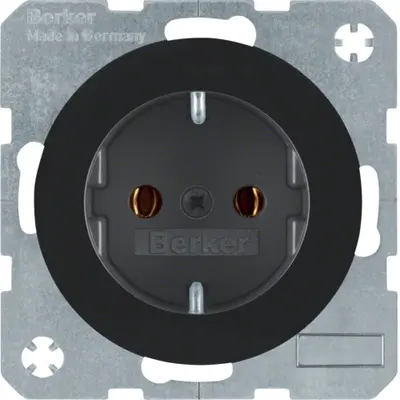 Berker wandcontactdoos randaarde steekklem R1/R3/R8 zwart (47432045)