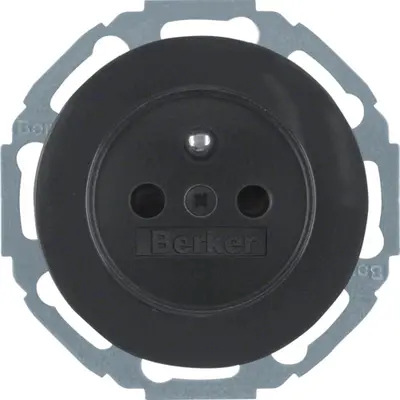 Berker wandcontactdoos penaarde kindveilig R.Classic zwart (6768792045)