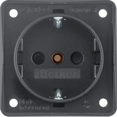 Berker Integro Flow wandcontactdoos randaarde kindveilig schroefklemmen antraciet mat (941952505)