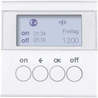 Berker KNX-RF schakelklok-opzetmod. berker S.1/B.3/B.7, polarwit glz. (85745289)