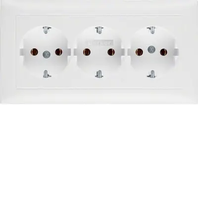 Berker wandcontactdoos 3-voudig randaarde compleet voor wandgoot S1 wit mat (47661909)