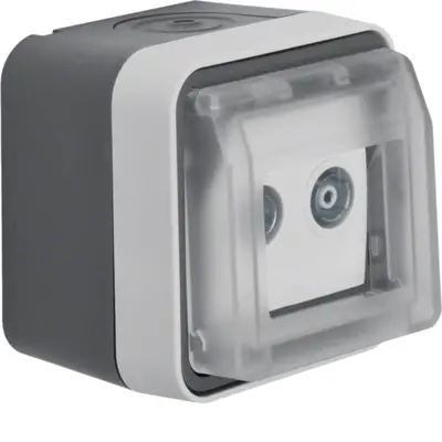 Berker W1 COAX antenne wandcontactdoos einddoos compleet grijs (12033515)