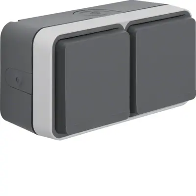 Berker W1 wandcontactdoos 2-voudig randaarde horizontaal compleet grijs (47753525)