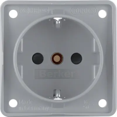 Berker Integro Flow wandcontactdoos randaarde kindveilig schroefklemmen grijs mat (941952506)