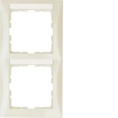 Berker afdekraam 2-voudig verticaal met tekstveld S1 creme glans (10128912)