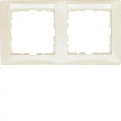 Berker afdekraam 2-voudig horizontaal met tekstveld S1 creme glans (10228912)