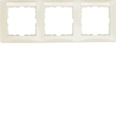 Berker afdekraam 3-voudig horizontaal met tekstveld S1 creme glans (10238912)