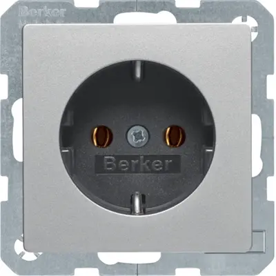 Berker wandcontactdoos randaarde Q1/Q3/Q7 aluminium (47436084)