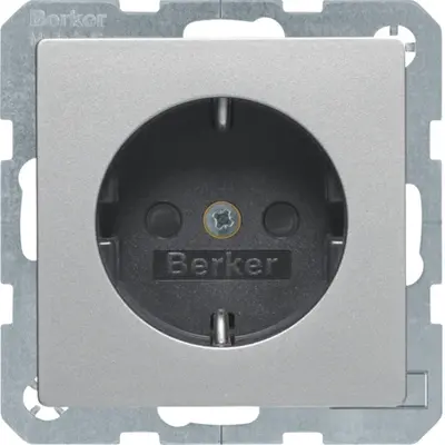 Berker wandcontactdoos randaarde kindveilig Q1/Q3/Q7 aluminium (47236084)