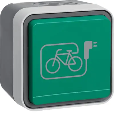 Berker W1 wandcontactdoos randaarde compleet met fietslaadsymbool grijs (47403533)